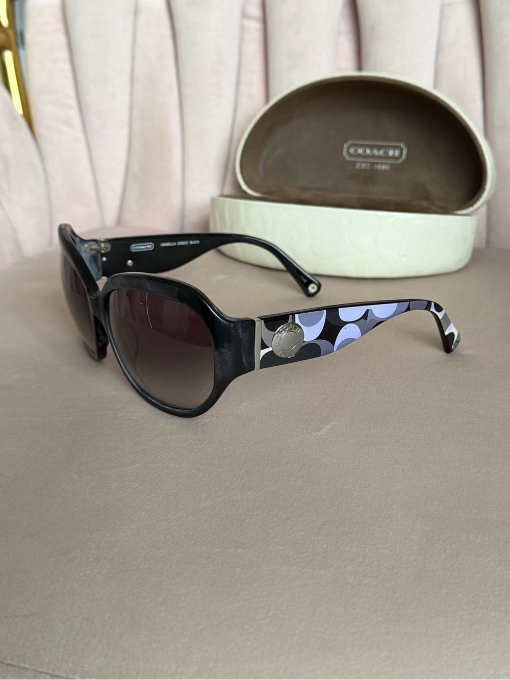 COACH S8025 Arabella Black & Lilac Sunglasses